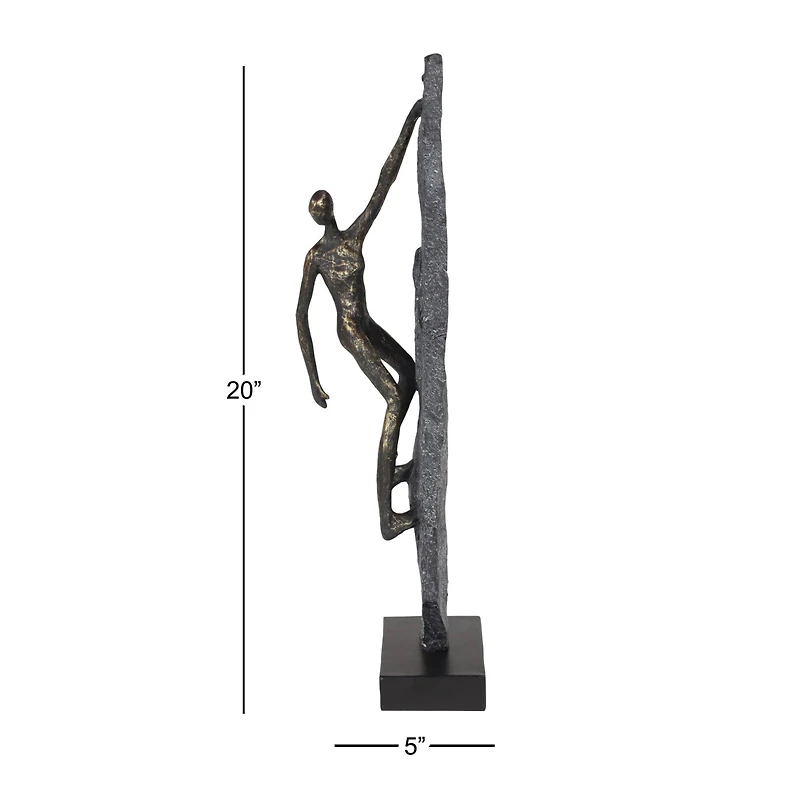 Bronze Resin Industrial Sculpture, Climbing 19" x 6" x 5"