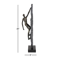 Bronze Resin Industrial Sculpture, Climbing 19" x 6" x 5"