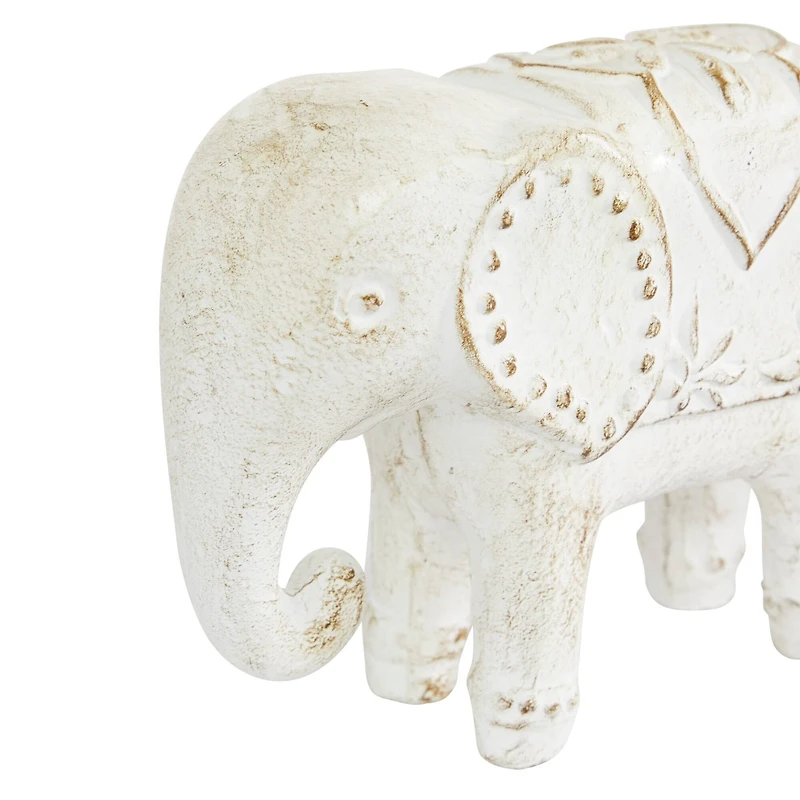 White Bohemian Elephant Sculpture Set