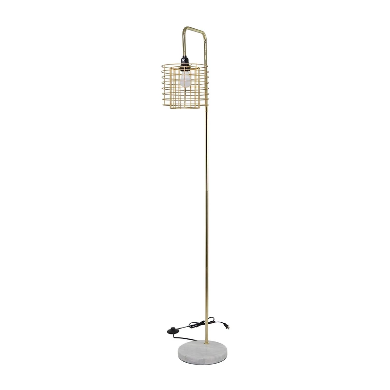 Gold Metal Industrial Floor Lamp, 15" x 10" x 64"