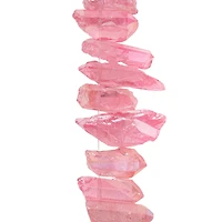 12 Pack: Light Pink Crystal Quartz Stick Beads by Bead Landing™