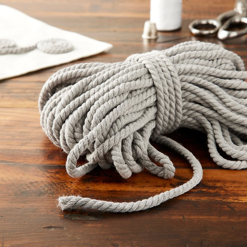 Charcoal Macramé Cotton Cord by Loops & Threads®, 75ft.