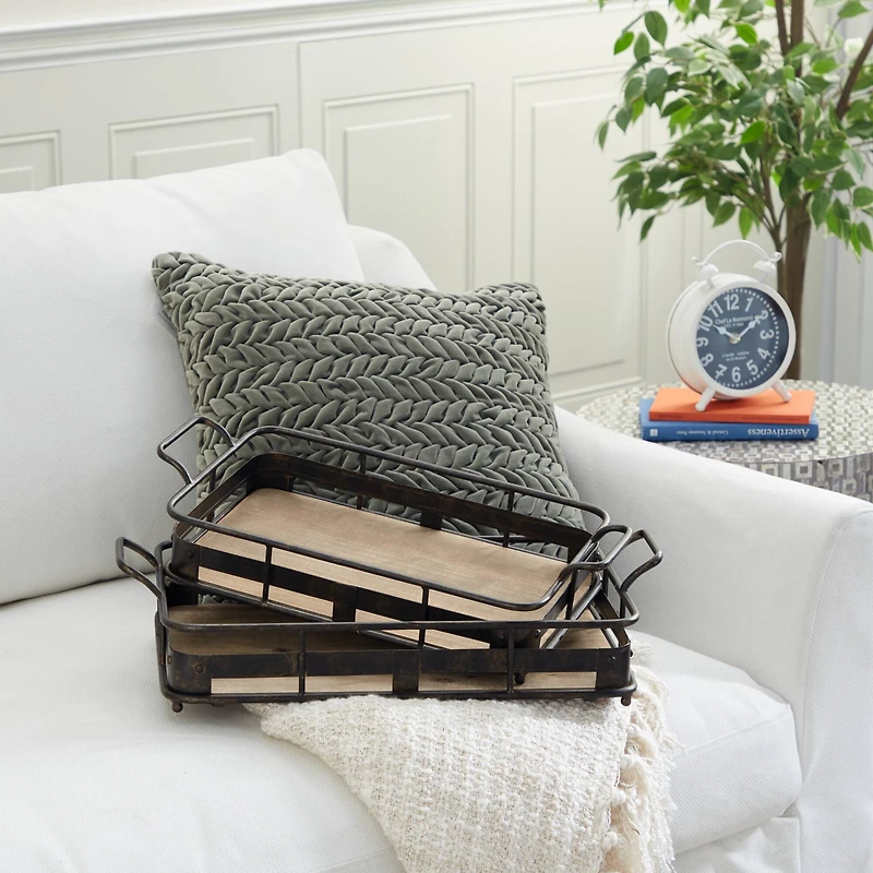 Brown Metal Industrial Tray Set