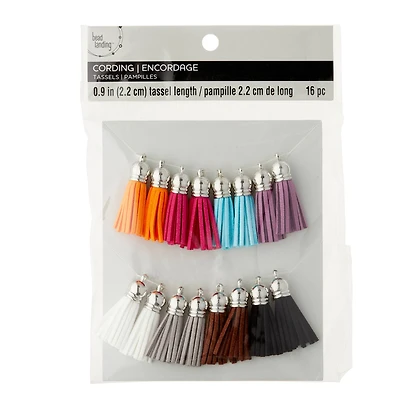 12 Packs: 16 ct. (192 total) Assorted Color Suede Tassels by Bead Landing™