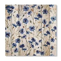 Designart - Blue Wildflowers With Green Leaves II