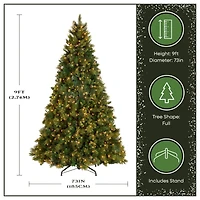 9 ft. Pre-Lit Carolina Pine Medium Artificial Christmas Tree, Clear Lights