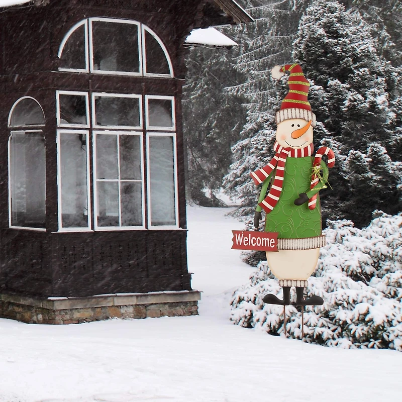 Glitzhome® 36" Snowman Metal Yard Stake