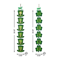 Glitzhome® 30" Set of 2 St. Patrick's Wooden Shamrock / Leprechaun Hats Door Hanger