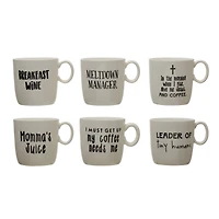 Hello Honey® Assorted Black & White Stoneware Mug with Saying Set