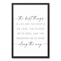 The Best Things in Life 20" x 30" Black Framed Canvas