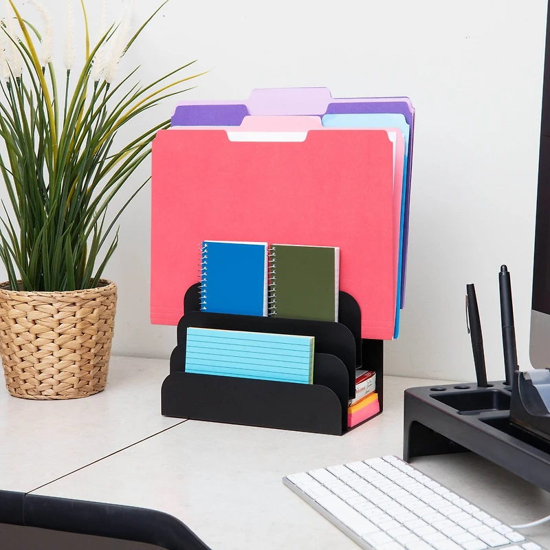 Mind Reader Black Incline Vertical Desk Organizer