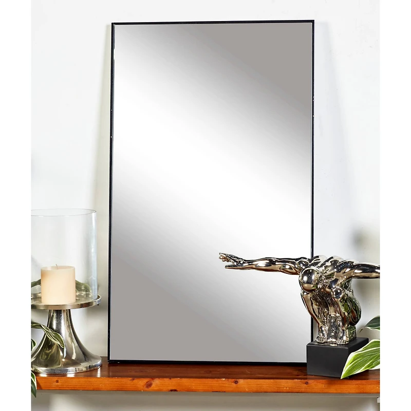 40" Black Contemporary Wood Wall Mirror