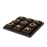 The Novogratz 10" Black Wood Tic-Tac-Toe Game Set