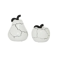 Set of 2 White Dolomite Contemporary Sculpture, 6", 9"