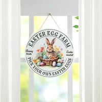 Glitzhome® 11.75" Easter Bunny Round Wall or Door Hanger