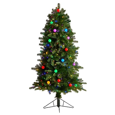 5ft. Pre-Lit Montana Mountain Fir Artificial Christmas Tree, Multicolor LED Lights