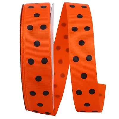 The Ribbon Roll 7/8" x 25yd. Grosgrain Halloween Polka Dots Ribbon