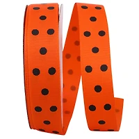 The Ribbon Roll 7/8" x 25yd. Grosgrain Halloween Polka Dots Ribbon