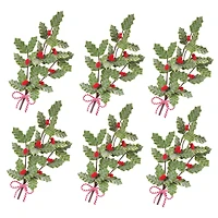 22.5" Frosted Fabric Holly Berry Sprays, 6ct.