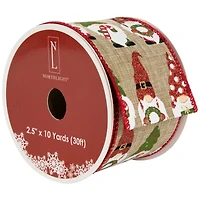 2.5" x 10yd. Burlap Wired Gnome Craft Christmas Ribbon
