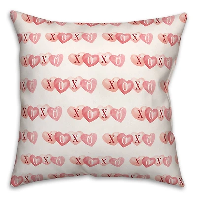 XOXO Hearts Pattern Throw Pillow