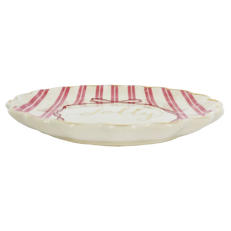 8" Pink & White Jolly Ceramic Plate by Ashland®