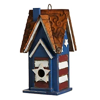 Glitzhome® 12.25" Patriotic Distressed Wood Villa Birdhouse