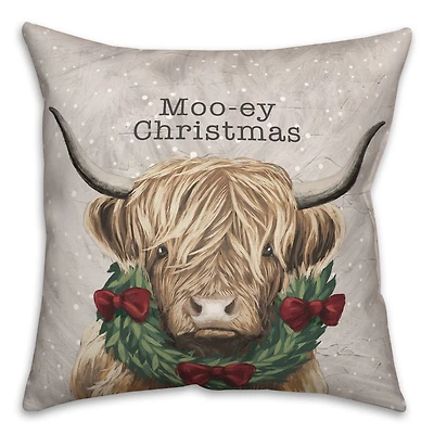 Moo-ey Christmas 18" x 18" Spun Poly Pillow
