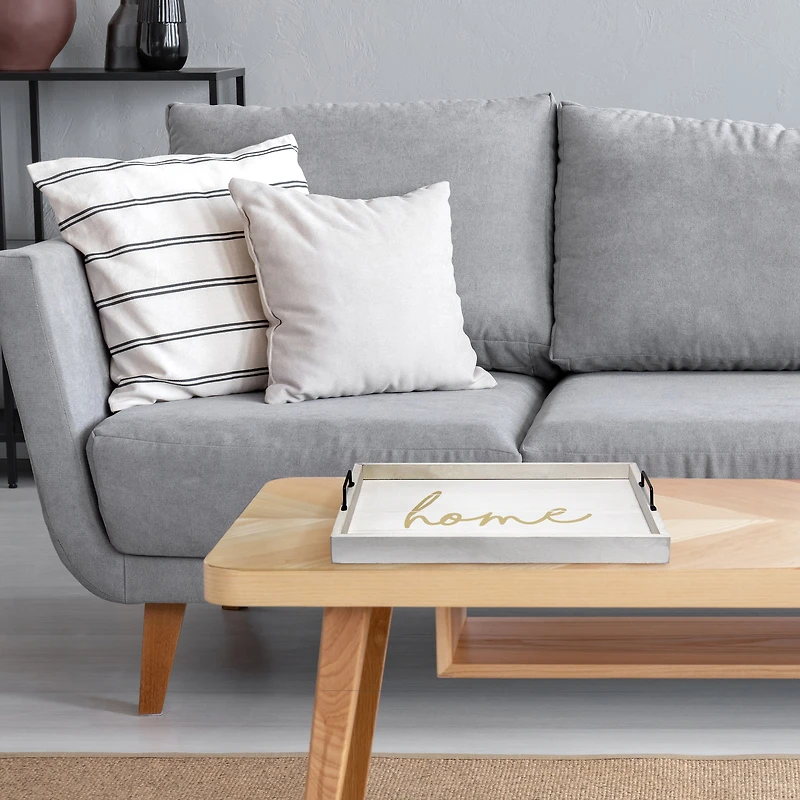 Elegant Designs™ 15.5" White Wash Home Serving Tray with Handles