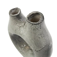 Gray Paper Mache Abstract Circular Vase with Dual Openings