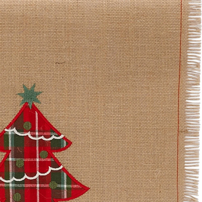 DII® 108" Embroidered Tree Burlap Table Runner