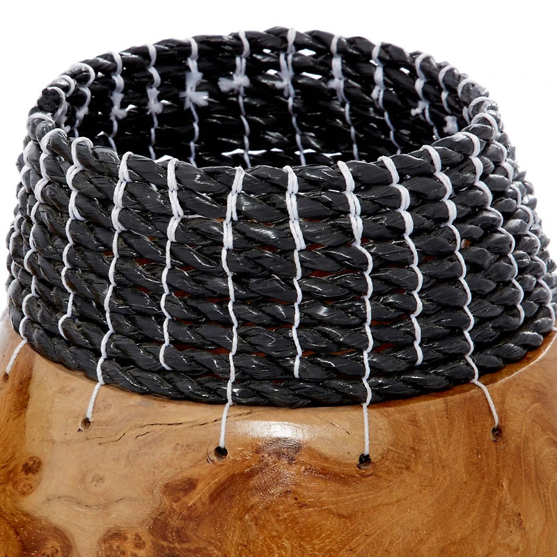 The Novogratz Set of 2" Black Teak Wood Natural Decorative Bowls 10", 9"