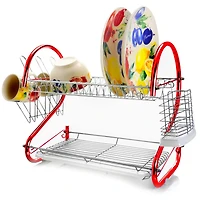 MegaChef 16" Red 2-Shelf Iron Wire Dish Rack