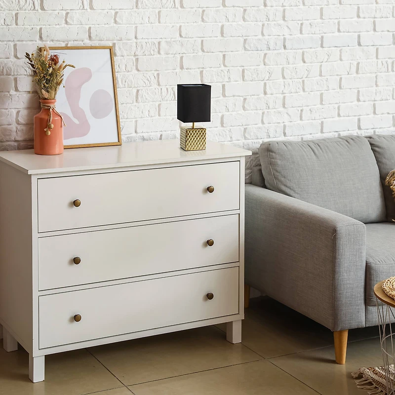 Simple Designs 12" Petite Hammered Gold Square Table Lamp