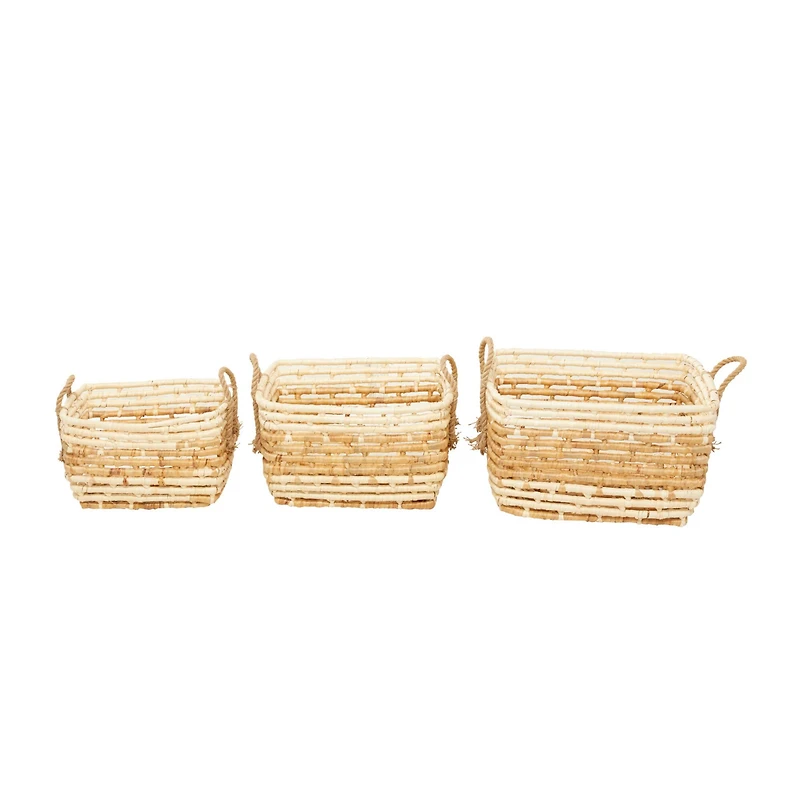Rectangle Brown Contemporary Sea Grass Storage Basket Set