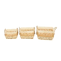 Rectangle Brown Contemporary Sea Grass Storage Basket Set