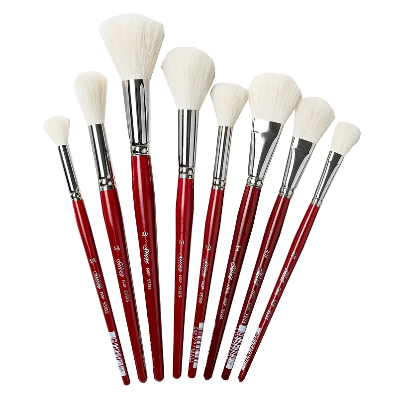 Silver Brush Limited Silver Mops™ 8 Piece Round and Oval White Brush Set