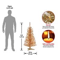 4ft. Pre-Lit Champagne Tinsel Artificial Christmas Tree, Clear Lights