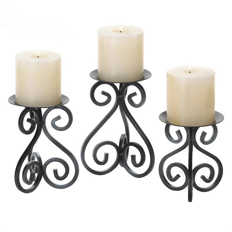 6.75" Scrollwork Candle Stand, 3ct.