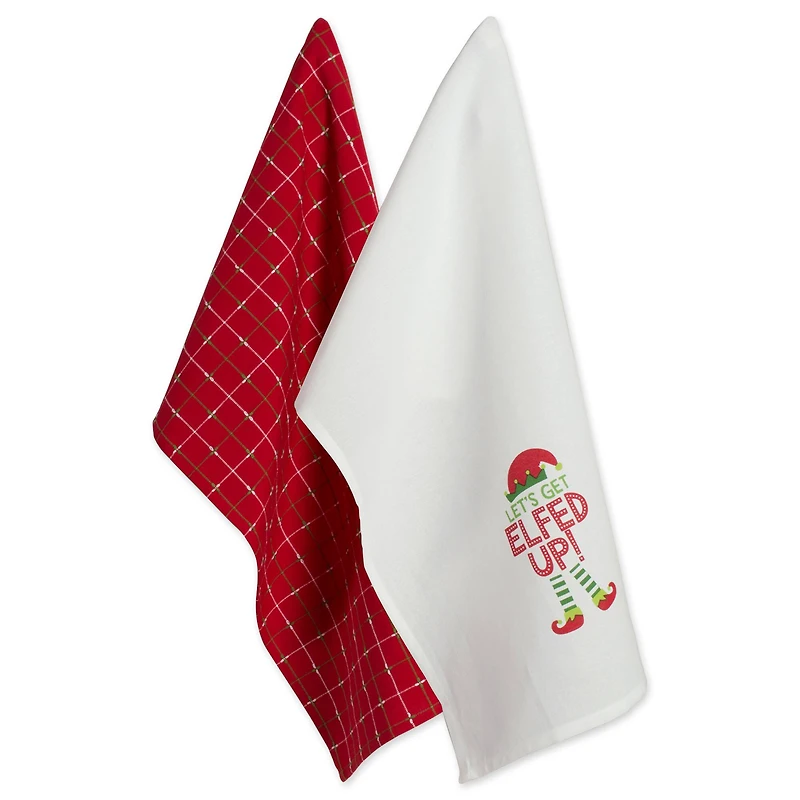 DII® Assorted Elfed Up Holiday Printed Dishtowel Set