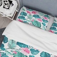 Designart 'Tropical Botanicals And Flowers' Mid-Century Duvet Cover Set