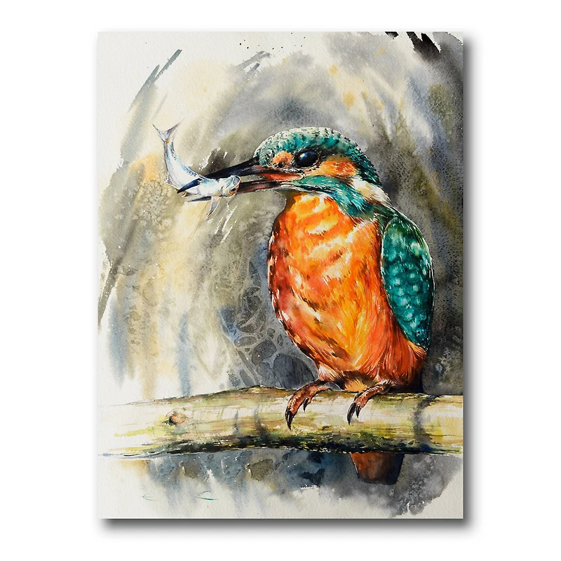 Designart - Common Kingfisher Eating A Small Fish