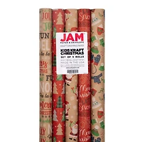 JAM Paper Kids Kraft Christmas Gift Wrap Set, 5ct.