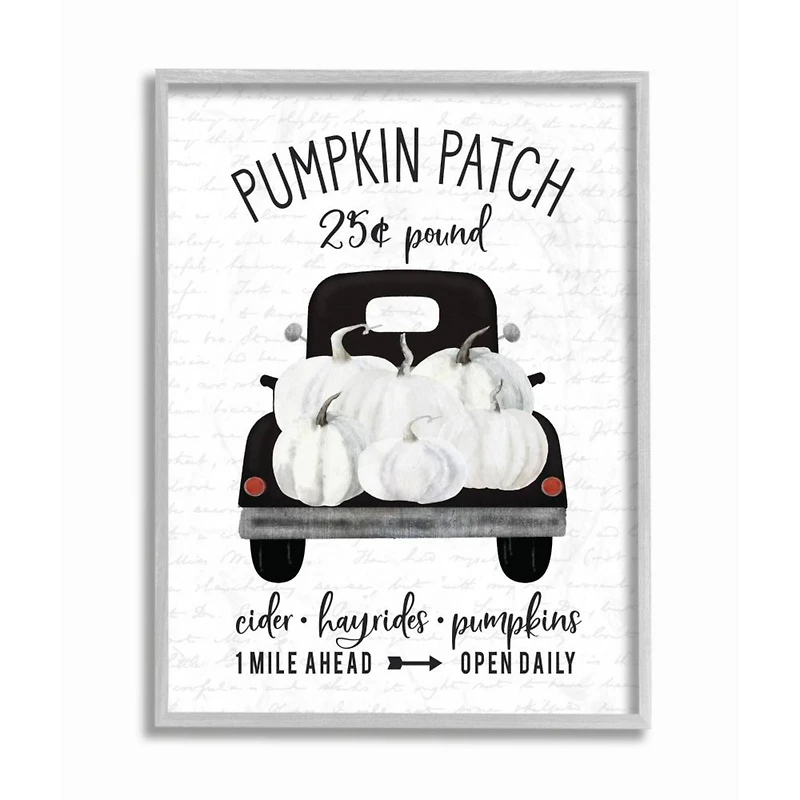 Stupell Industries Pumpkin Patch Farm Gray Framed Wall Art