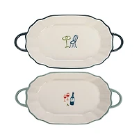 Hello Honey® 9.5" White Stoneware Plates with Handles Set