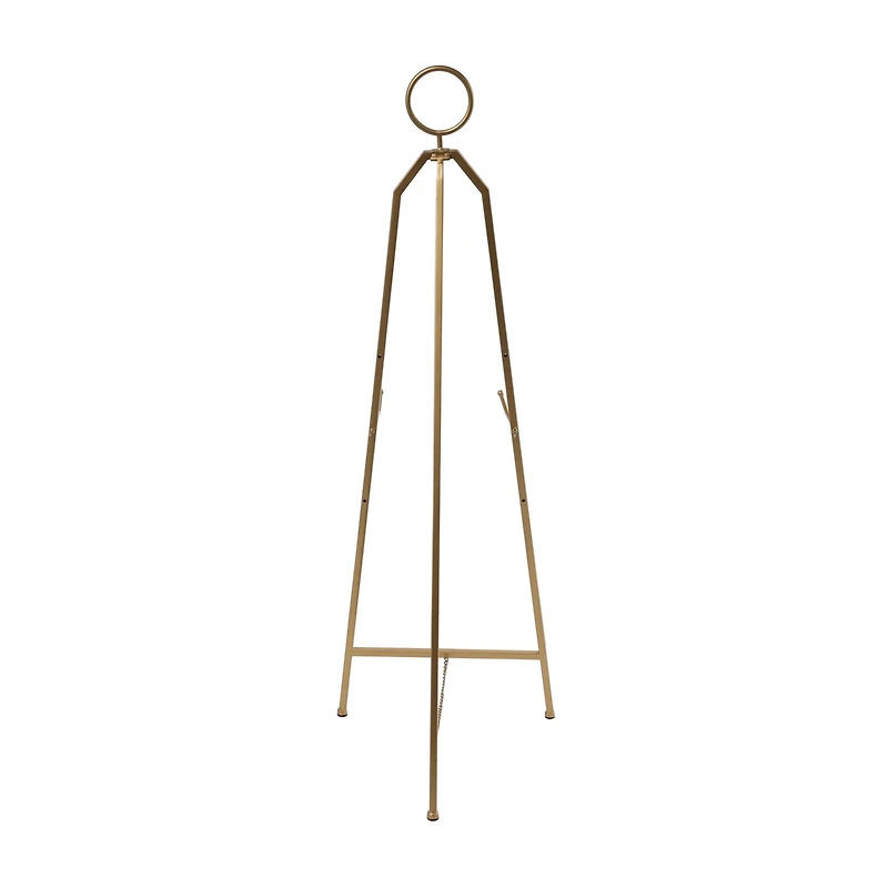 51.5" Gold Metal Adjustable Minimalistic Floor Easel with Circular Ring Top