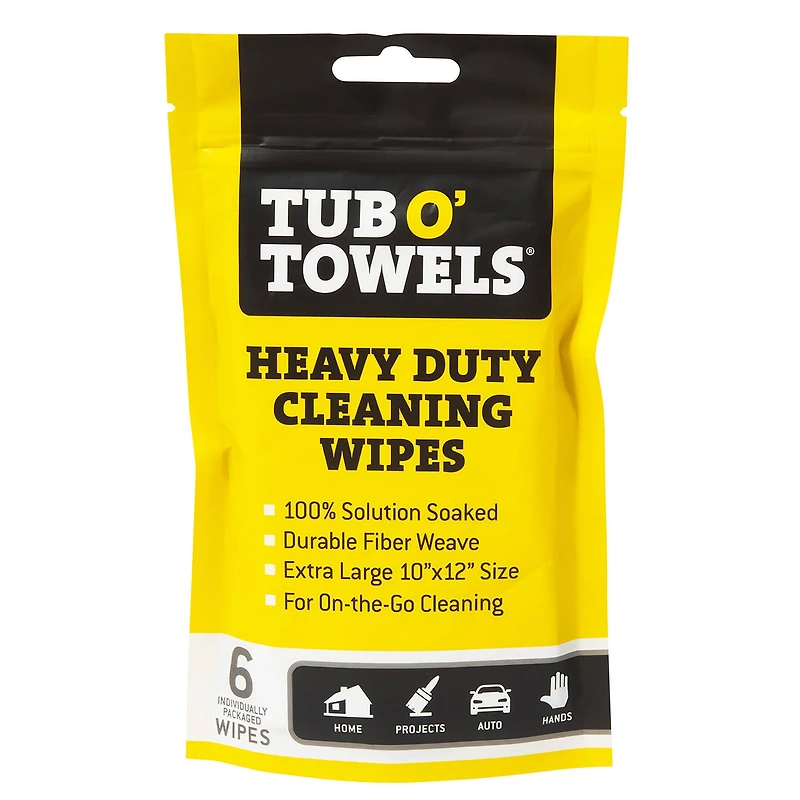 Tub O' Towels® 10" x 12" Heavy-Duty Cleaning Wipes, 6ct.