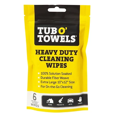 Tub O' Towels® 10" x 12" Heavy-Duty Cleaning Wipes, 6ct.