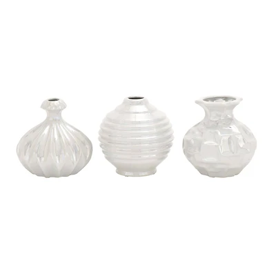 White Stoneware Modern Vase Set