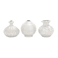 White Stoneware Modern Vase Set